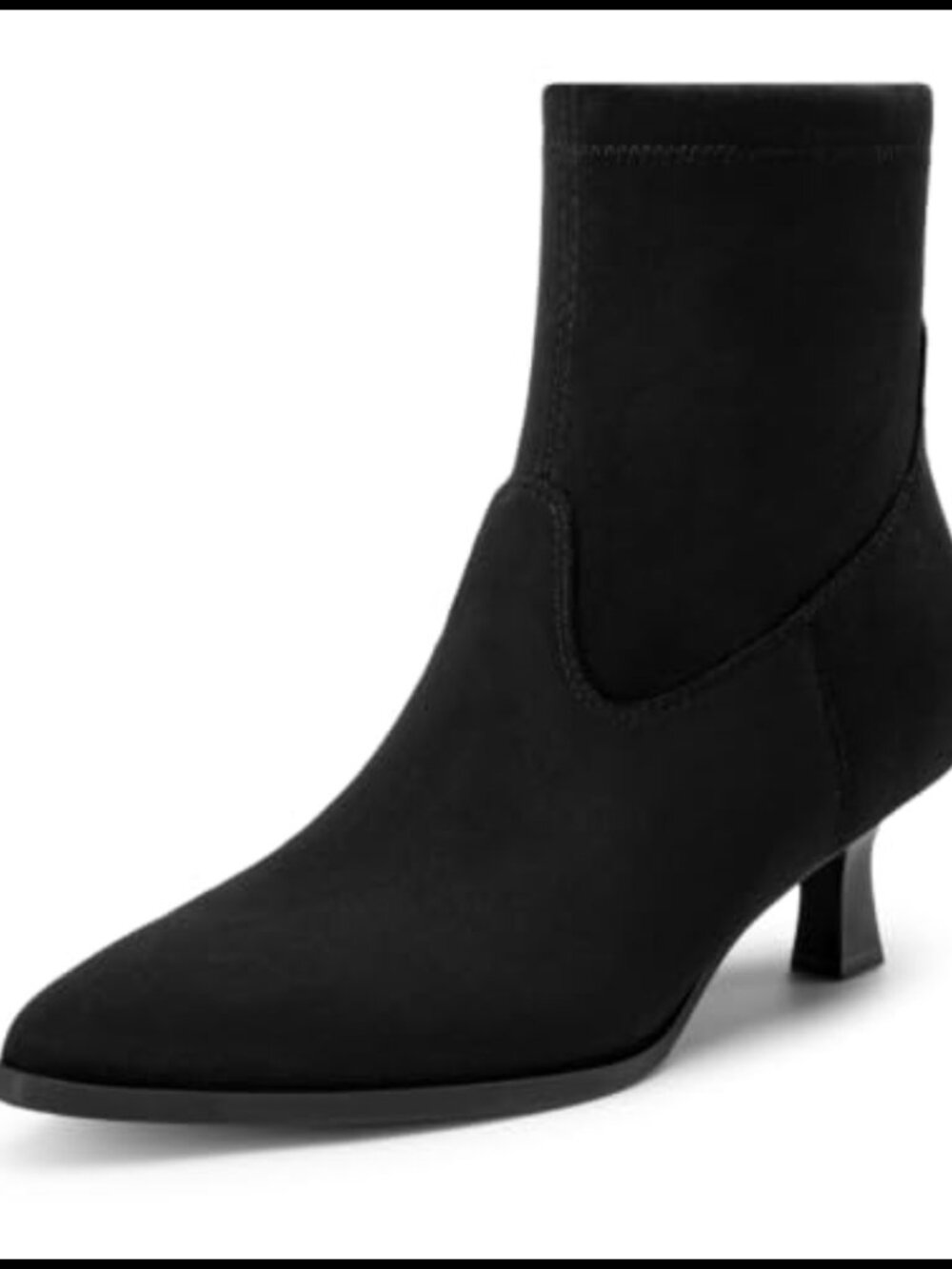 Kitten Heel Pointed Toe Ankle Boots Faux Suede Side Zip Women's